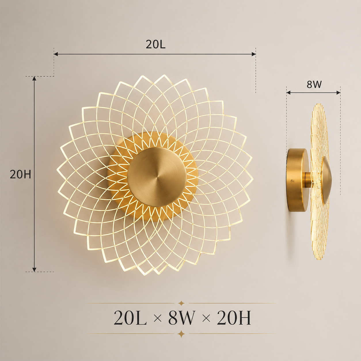 Modern Gold Floral Wall Light