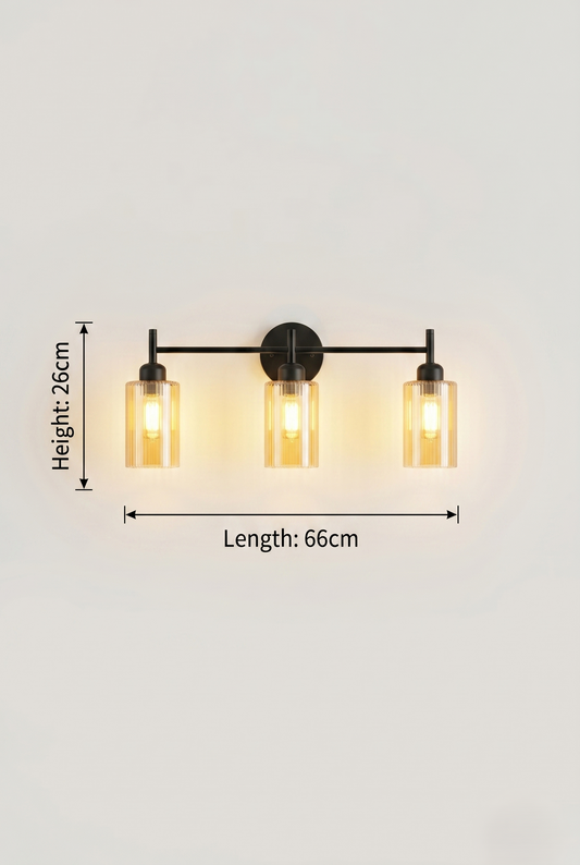Amber Glass 3-Light Vanity Wall Light