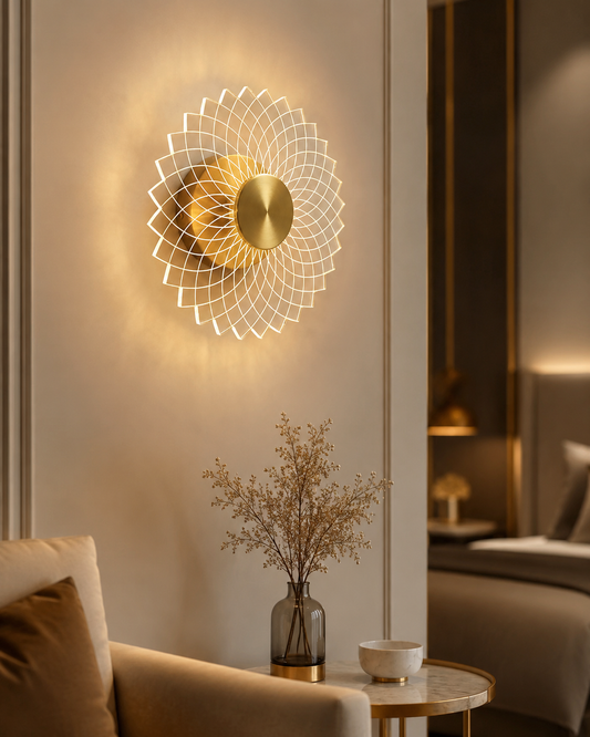 Modern Gold Floral Wall Light - alternate angle 2