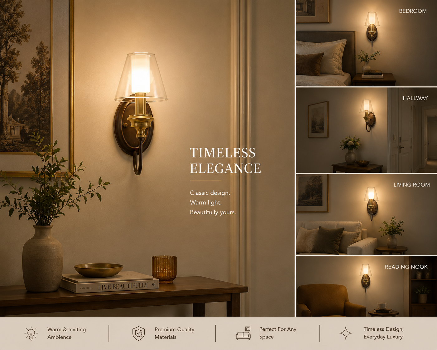 Elegant brass wall sconce for luxury interiors