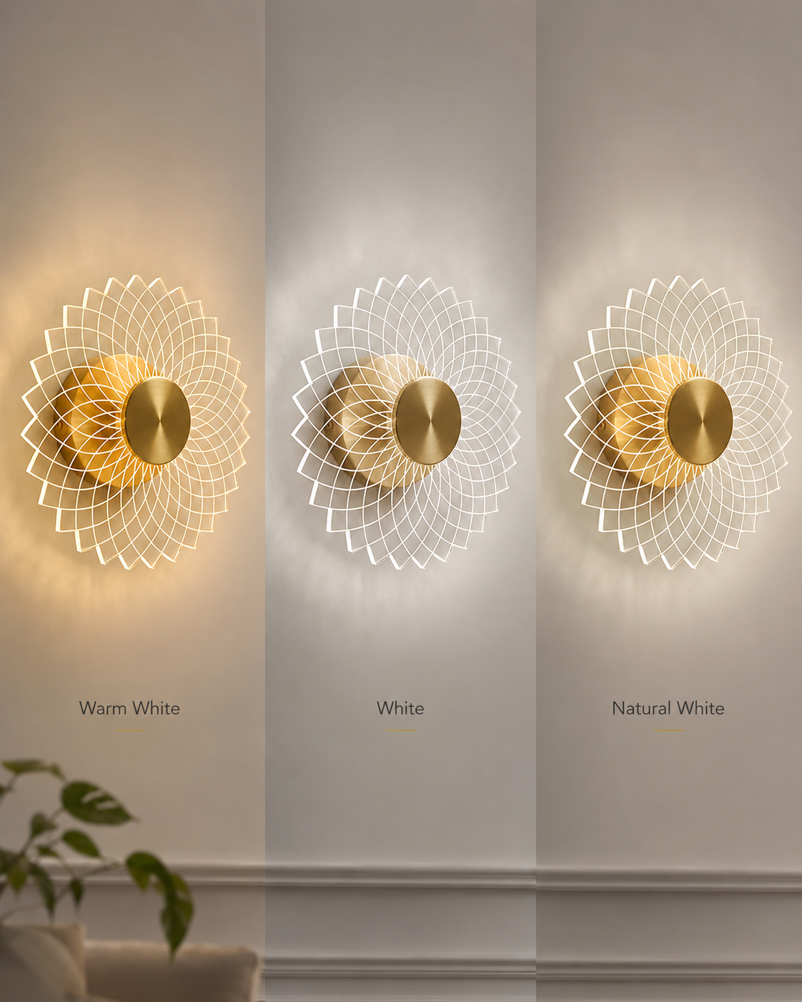 Modern Gold Floral Wall Light