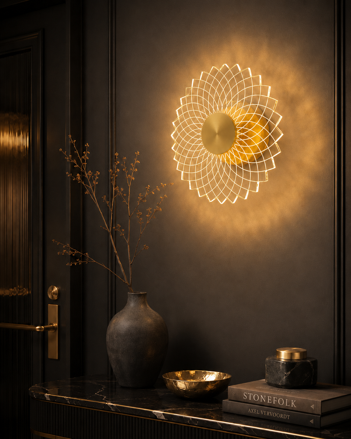 Modern Gold Floral Wall Light