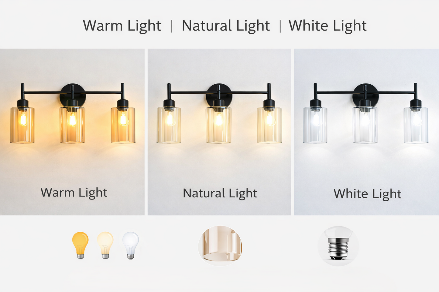 Amber Glass 3-Light Vanity Wall Light