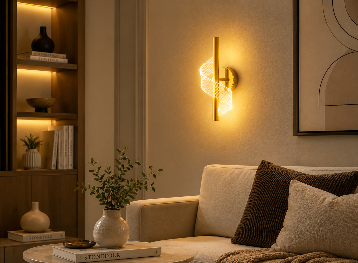 Modern architectural LED wall light in luxury interior