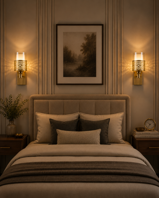 Ornate Metal Glass Wall Sconce
