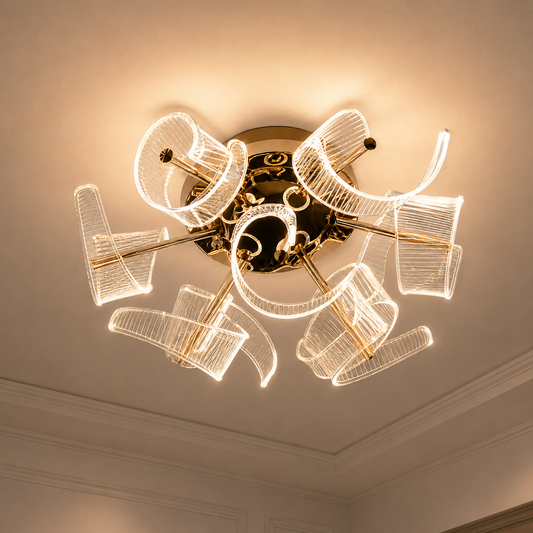 Luxury flush mount ceiling light installed in modern hallway