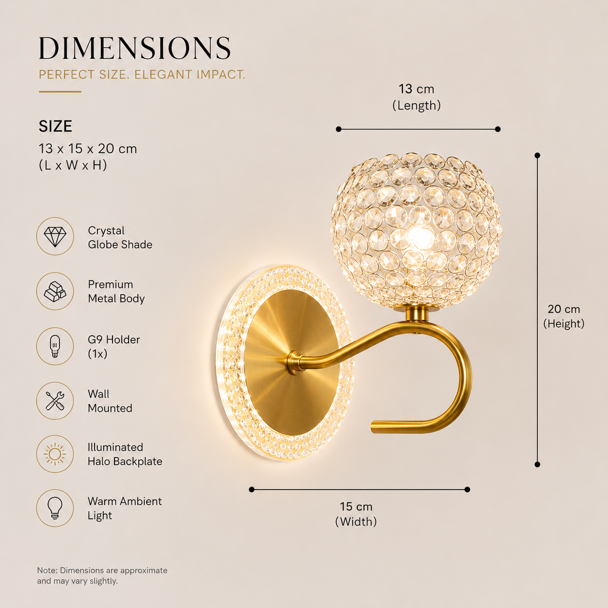 Designer wall light with warm ambient glow