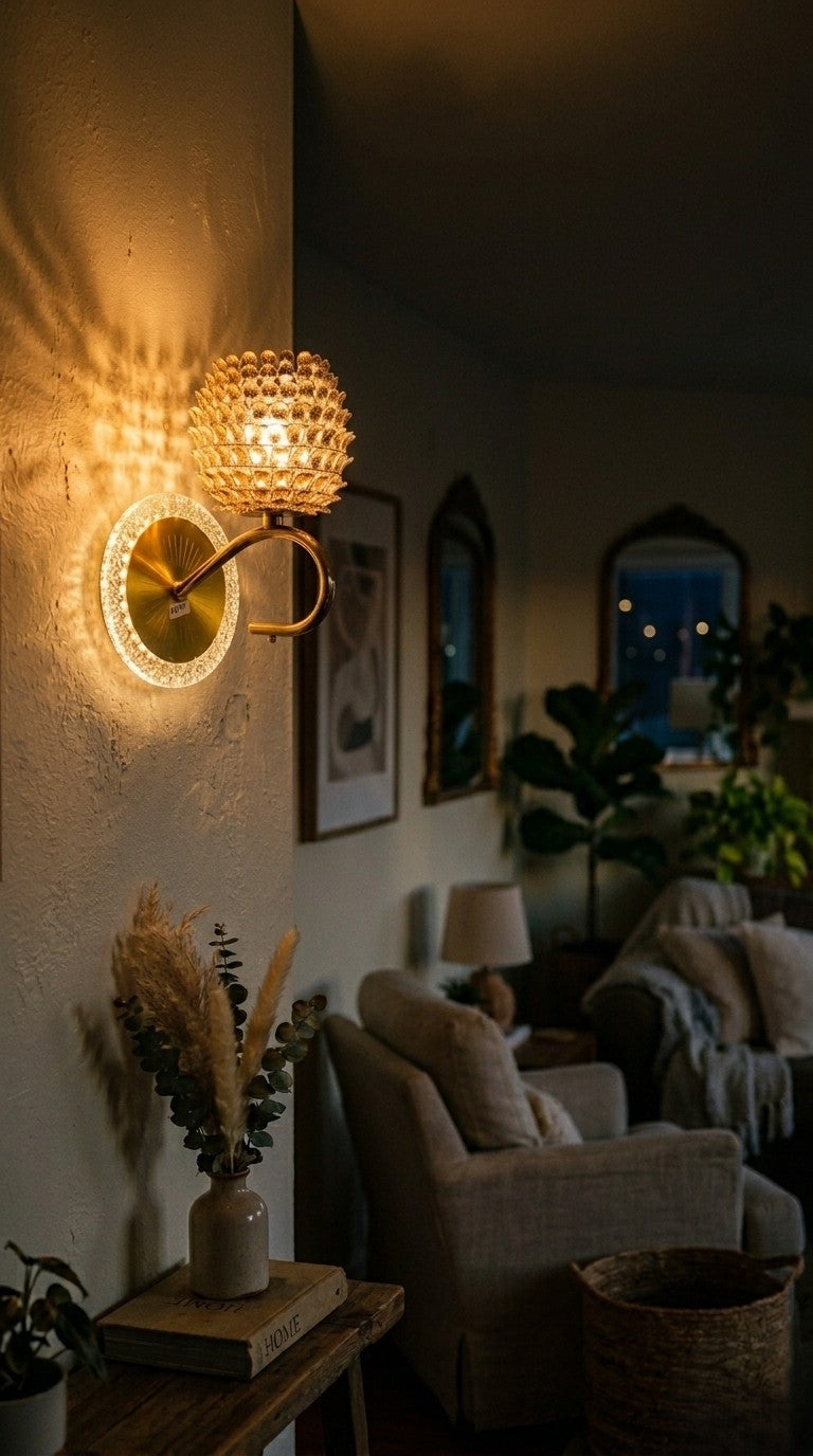 Luxury Crystal Halo Wall Light in elegant living room