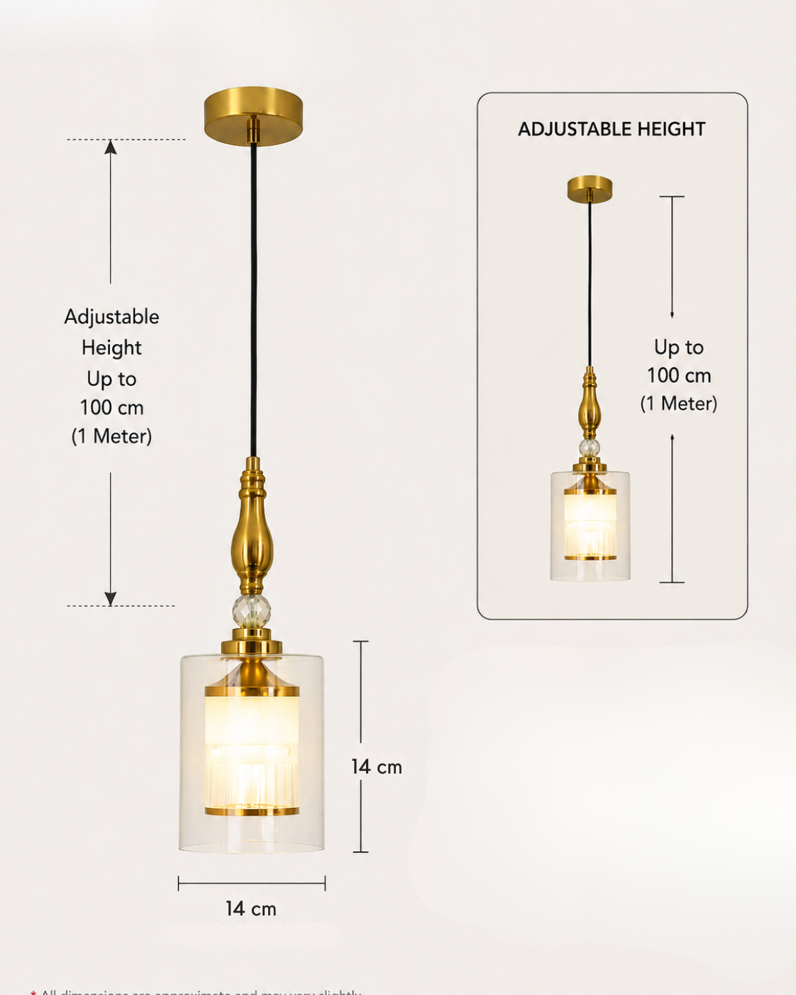 Glass pendant lamp with warm ambient glow